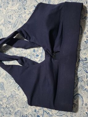 Fabletics Navy Sports Bra - Solid Racerback